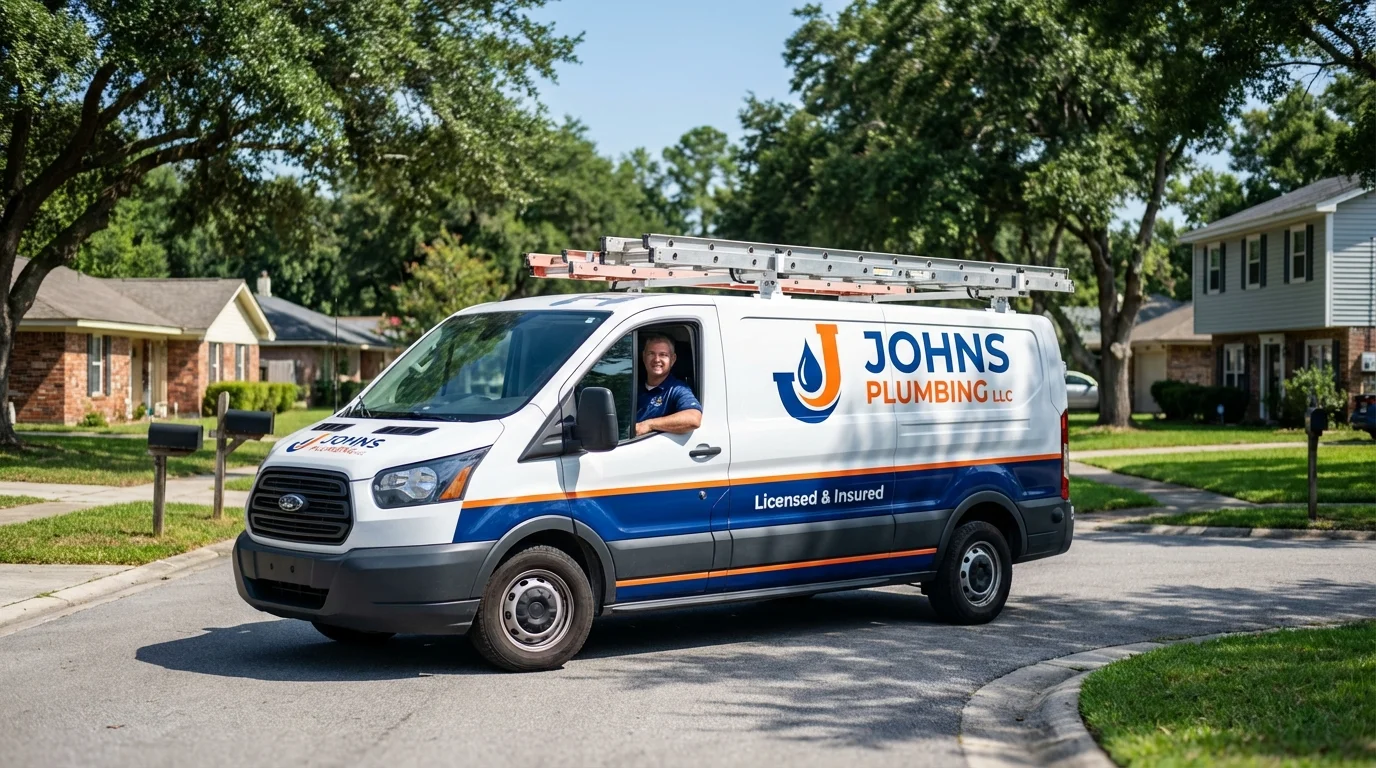 Johns Plumbing LLC service van in San Juan Bautista, CA