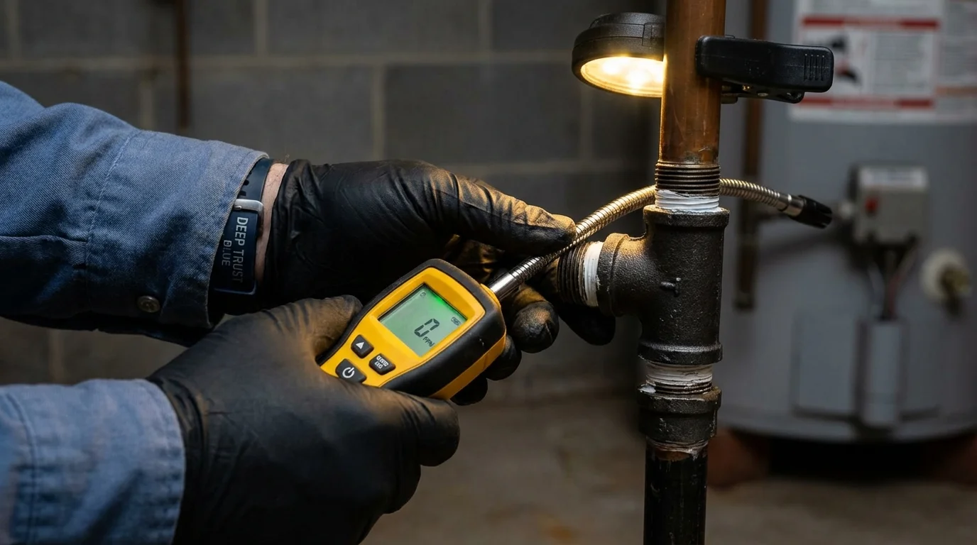 Gas leak detection with electronic sniffer by Johns Plumbing LLC in San Juan Bautista