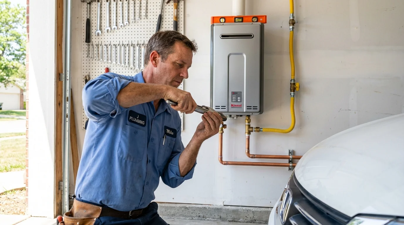 Tankless water heater installation by a Johns Plumbing LLC plumber in San Juan Bautista