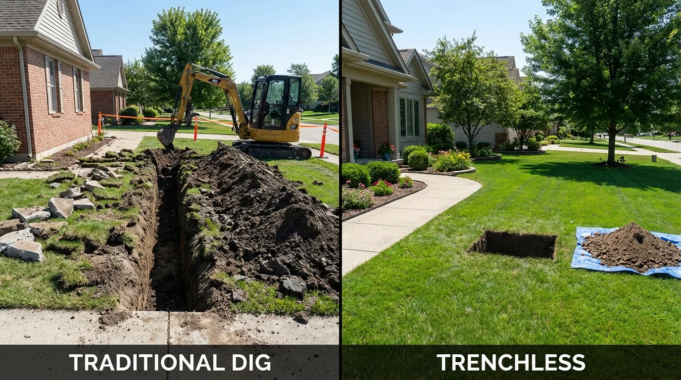 Trenchless sewer repair with minimal yard damage versus traditional excavation in San Juan Bautista, CA